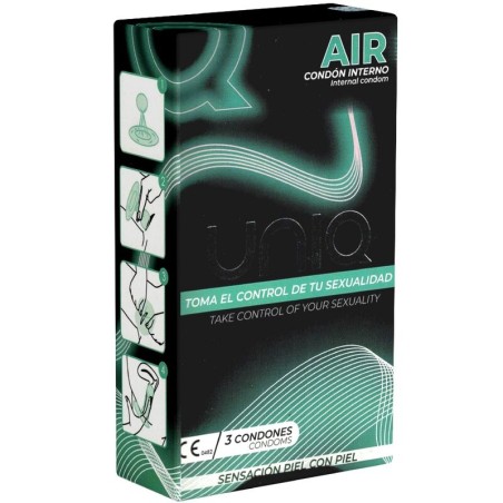 Air Latex Free Female Condom 3 Units de Uniq - Preservativos femeninos sin látex