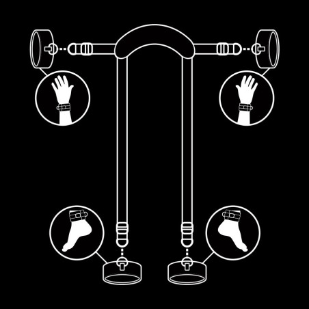 Fetish Submissive Bondage fetish submissive posición master con 4 esposas con forro de nopreno