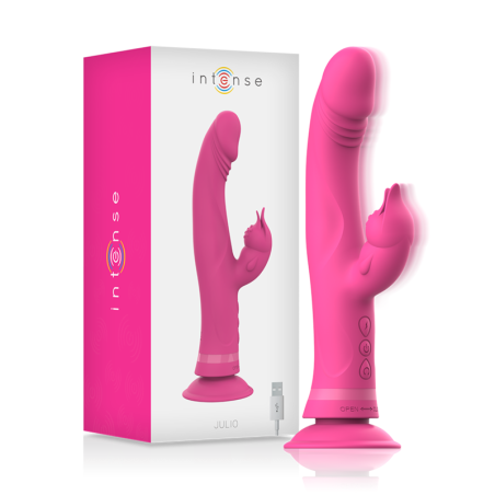 Intense Julio Rabbit Vibrator - Doble placer en silicona rosa