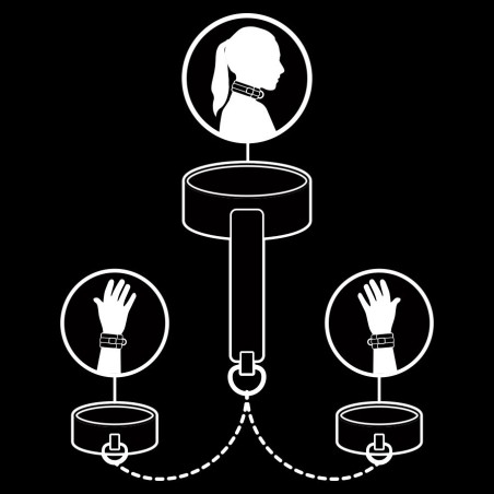 Fetish Submissive Bondage fetish submissive collar y esposas cuero vegano con forro de nopreno