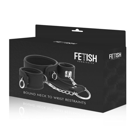 Fetish Submissive Bondage fetish submissive collar y esposas cuero vegano con forro de nopreno