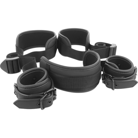 Fetish Submissive Bondage fetish submissive posición piernas abiertas con esposas con forro de nopreno