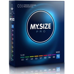 MY SIZE Pro 72 mm - Preservativos ajustados (3 uds) | Comodidad y protección segura